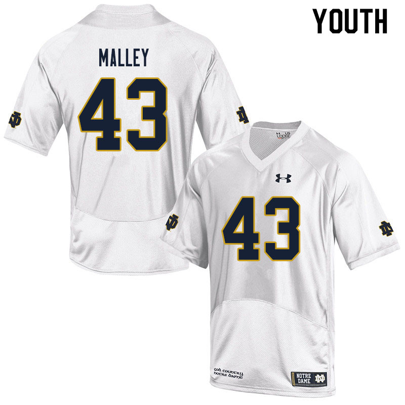 Youth NCAA Notre Dame Fighting Irish #43 Greg Malley Stitched College Under Armour Authentic White Football Jersey LE10P87PO